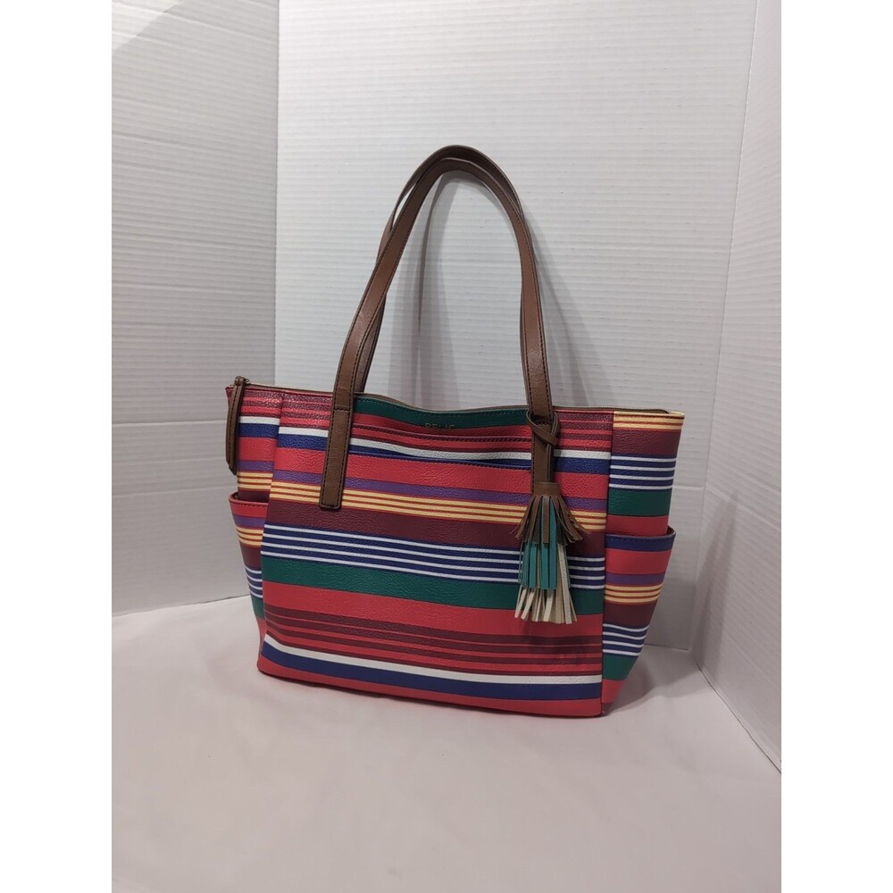 RELIC by FOSSIL Stripe SHOULDER BAG MULTICOLOR TASSEL ACCENT SPRING Large